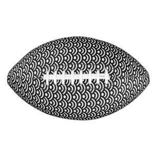 Seigaiha, Waves, Japanese, Black and White American Football