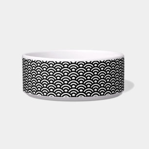 Seigaiha, Waves, Japanese, Black and White Bowl