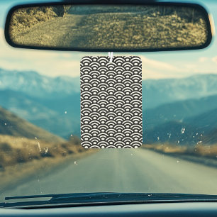 Seigaiha, Waves, Japanese, Black and White Car Air Freshener
