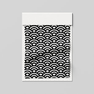 Seigaiha, Waves, Japanese, Black and White Fabric