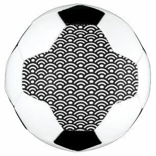 Seigaiha, Waves, Japanese, Black and White Football
