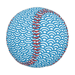 Seigaiha, Waves, Japanese, Blue and White Baseball