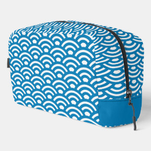Seigaiha, Waves, Japanese, Blue and White Dopp Kit