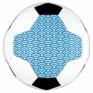 Seigaiha, Waves, Japanese, Blue and White Football