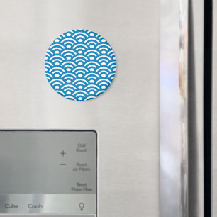 Seigaiha, Waves, Japanese, Blue and White Magnet