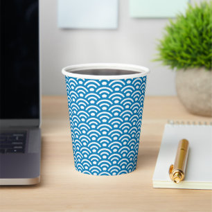 Seigaiha, Waves, Japanese, Blue and White Paper Cups