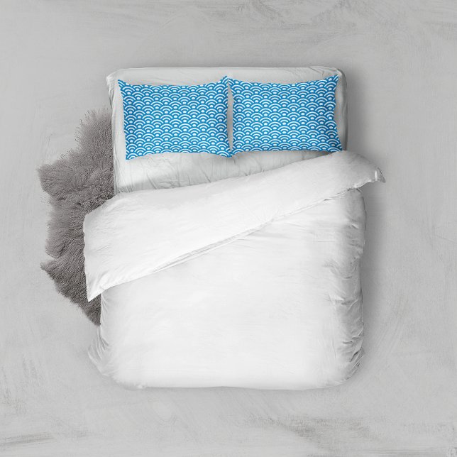 Seigaiha, Waves, Japanese, Blue and White Pillowcase (Creator Uploaded)