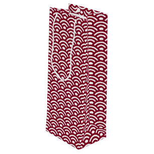 Seigaiha, Waves, Japanese, Burgundy and White Wine Gift Bag