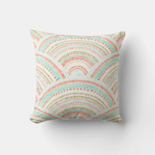 Seigaiha Waves: Vintage Wavy Pattern Cushion