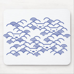 SEIGAIHA with Polar Bear (navy blue) Mouse Mat