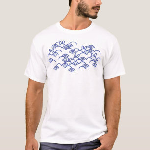 SEIGAIHA with rabbits (navy blue) T-Shirt
