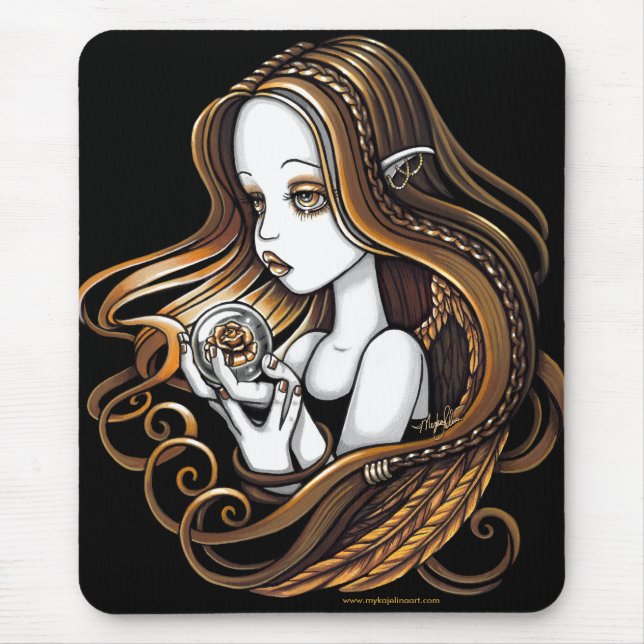 "Seika" Amber Rose Crystal Ball Angel Mousepad (Front)