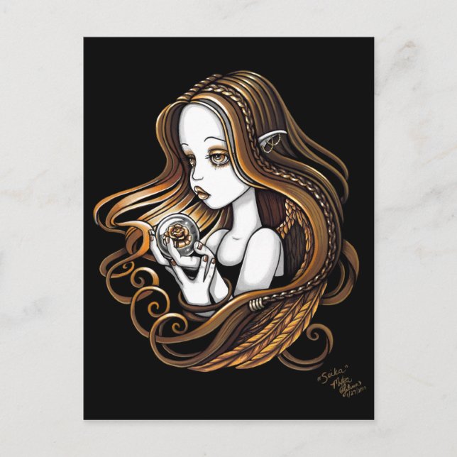 "Seika" Amber Rose Crystal Ball Angel Postcard (Front)