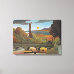 Seine and Eiffel Tower at Sunset by Henri Rousseau Canvas Print