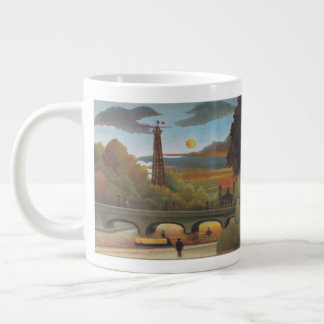 Seine and Eiffel Tower at Sunset by Henri Rousseau Large Coffee Mug