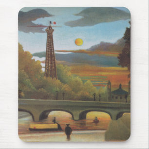 Seine and Eiffel Tower at Sunset by Henri Rousseau Mouse Mat