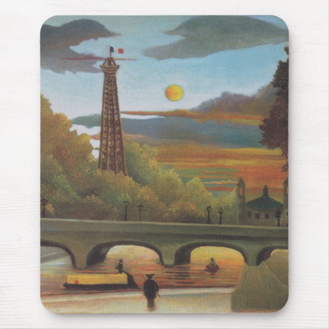 Seine and Eiffel Tower at Sunset by Henri Rousseau Mouse Mat (Front)