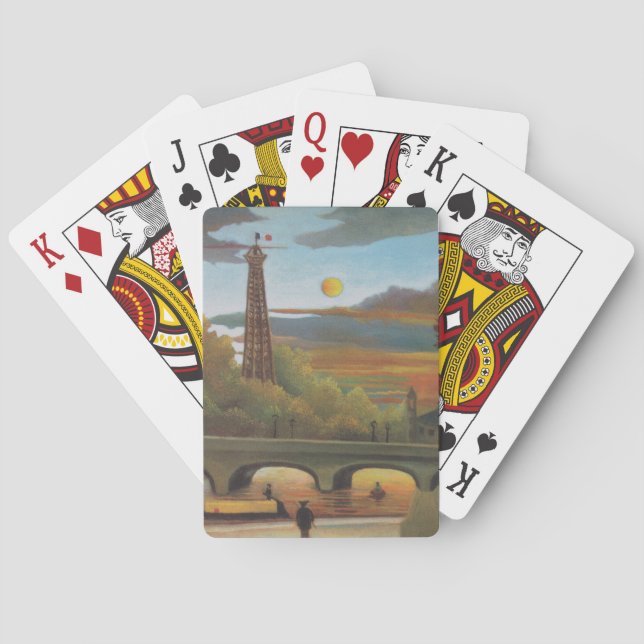 Seine and Eiffel Tower at Sunset by Henri Rousseau Playing Cards (Back)