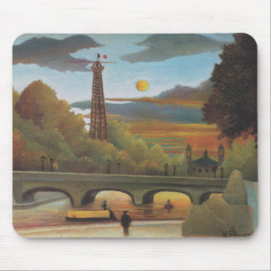 Seine & Eiffel Tower in the Sunset (Paris, France) Mouse Mat