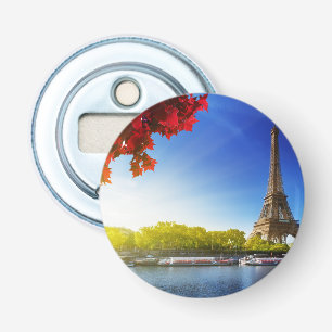 Seine In Paris With Eiffel Tower In Autumn Time Bottle Opener