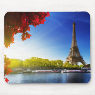 Seine In Paris With Eiffel Tower In Autumn Time Mouse Mat