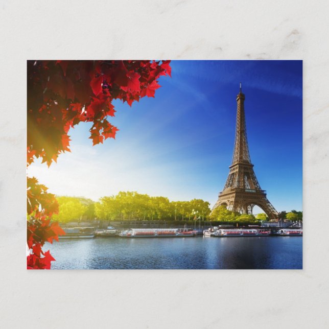 Seine In Paris With Eiffel Tower In Autumn Time Postcard (Front)