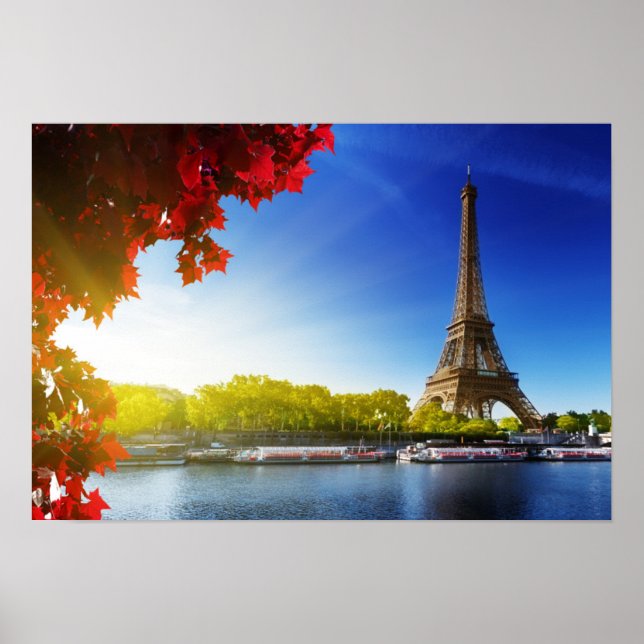 Seine In Paris With Eiffel Tower In Autumn Time Poster (Front)
