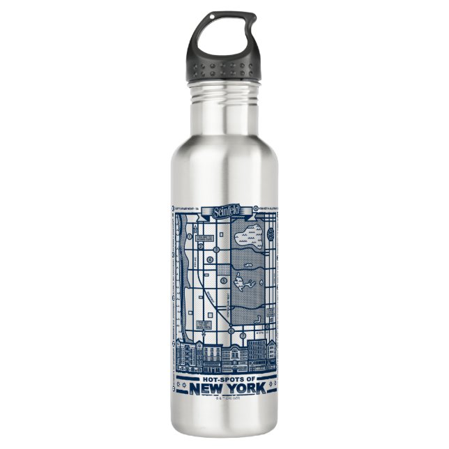 Seinfeld | Hot Spots of New York Map 710 Ml Water Bottle (Front)