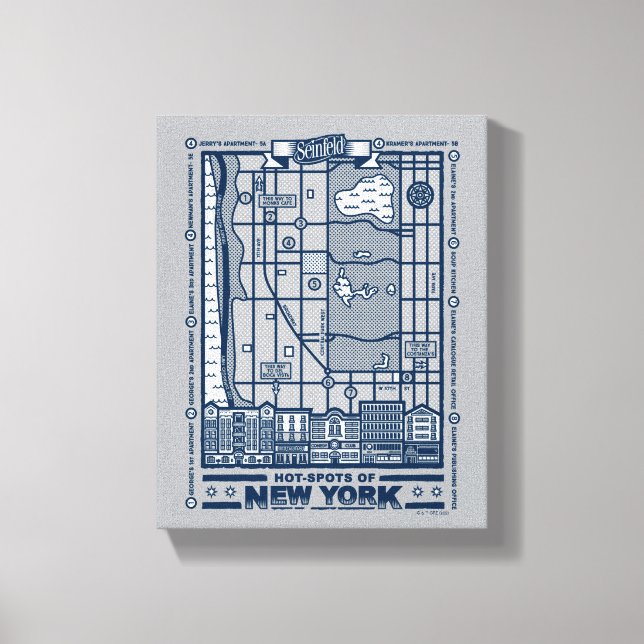 Seinfeld | Hot Spots of New York Map Canvas Print (Front)