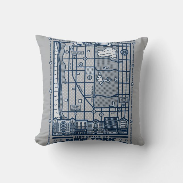 Seinfeld | Hot Spots of New York Map Cushion (Front)