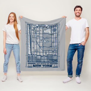 Seinfeld Hot Spots of New York Map Fleece Blanket