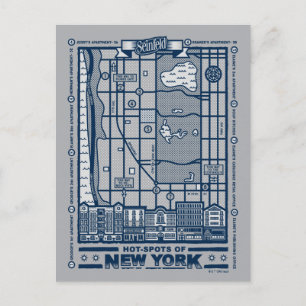Seinfeld   Hot Spots of New York Map Postcard