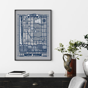 Seinfeld Hot Spots of New York Map Poster