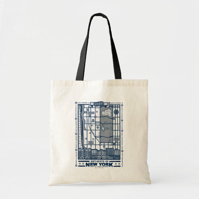 Seinfeld | Hot Spots of New York Map Tote Bag (Front)