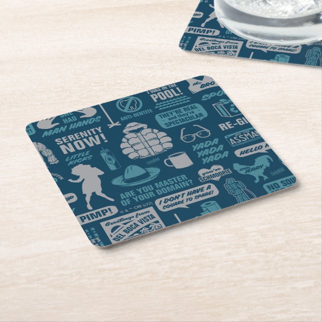 Seinfeld | Meme Pattern Square Paper Coaster (Angled)