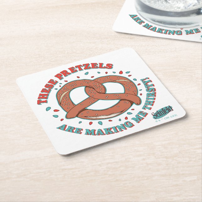 Seinfeld | These Pretzels are Making Me Thirsty Square Paper Coaster (Angled)