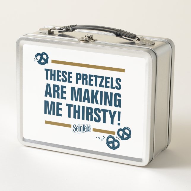 Seinfeld | "These Pretzels" Typography Graphic Metal Lunch Box (Front)