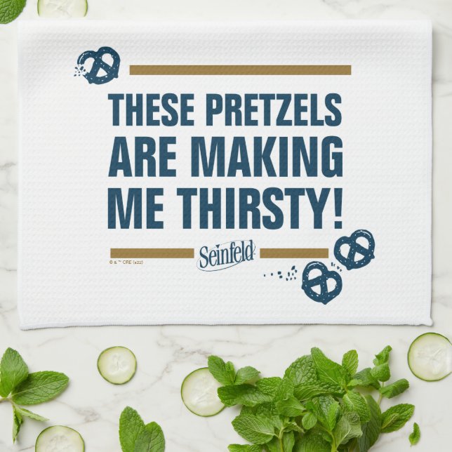 Seinfeld | "These Pretzels" Typography Graphic Tea Towel (Folded)