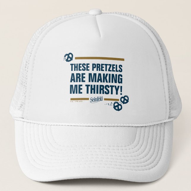 Seinfeld | "These Pretzels" Typography Graphic Trucker Hat (Front)