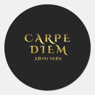 Seize Day Carpe Latin Diem Inspirational Quotes Classic Round Sticker