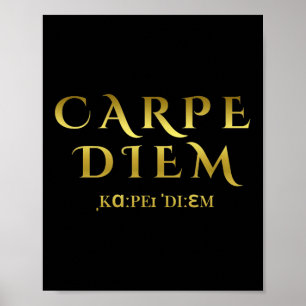 Seize Day Carpe Latin Diem Inspirational Quotes Poster