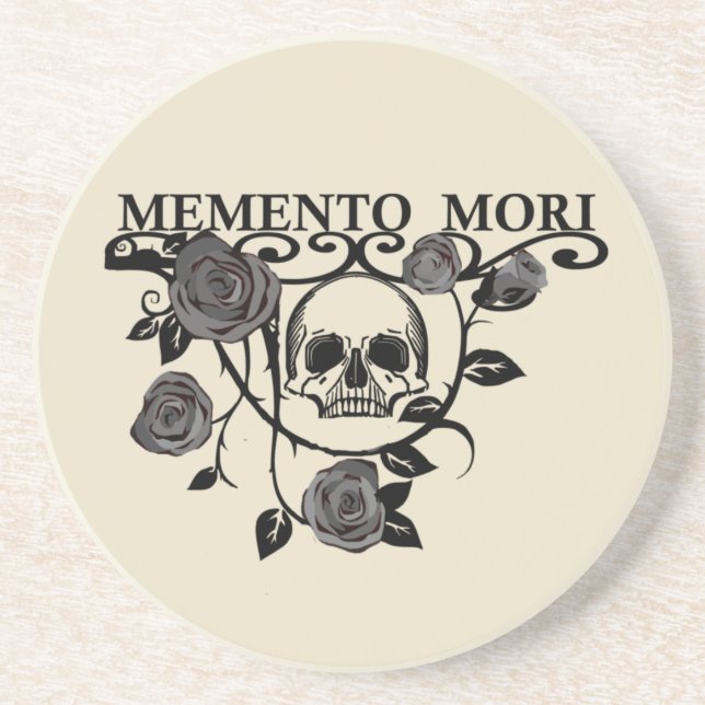 Seize the Day - Black Roses - Memento Mori Skull Coaster (Front)