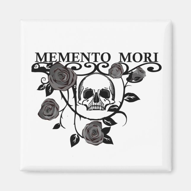 Seize the Day - Black Roses - Memento Mori Skull Magnet (Front)