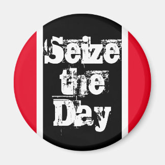 Seize The Day Happiness Quote Modern Black Red Magnet