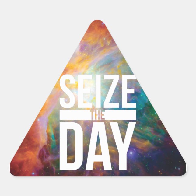 Seize the Day Nebula Triangle Sticker (Front)
