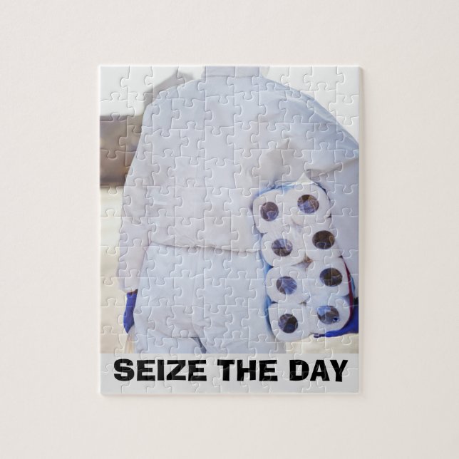 SEIZE THE DAY PANDEMIC HAZMAT TOILET PAPER JIGSAW PUZZLE (Vertical)