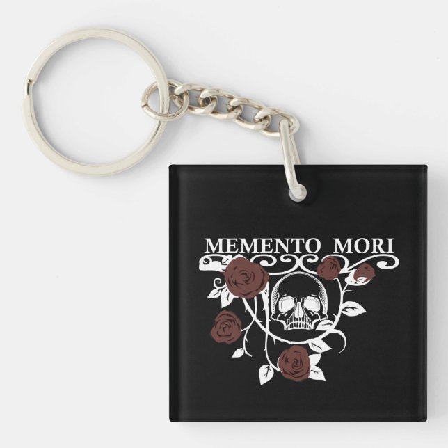 Seize the Day - Red Roses - Memento Mori Skull Key Ring (Front)