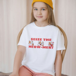 Seize the meow-ment cute manga cartoon kids T-Shirt