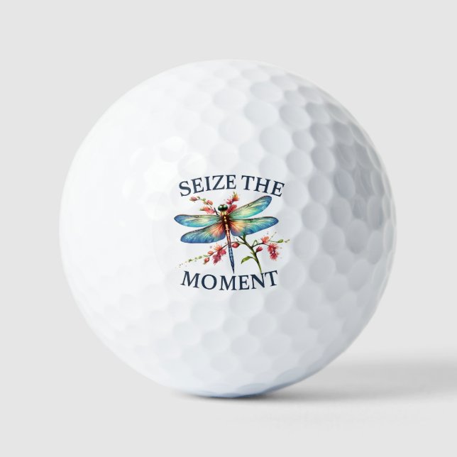 Seize The Moment - Artistic Dragonfly Golf Balls (Front)