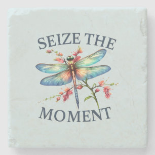 Seize The Moment - Artistic Dragonfly Stone Coaster